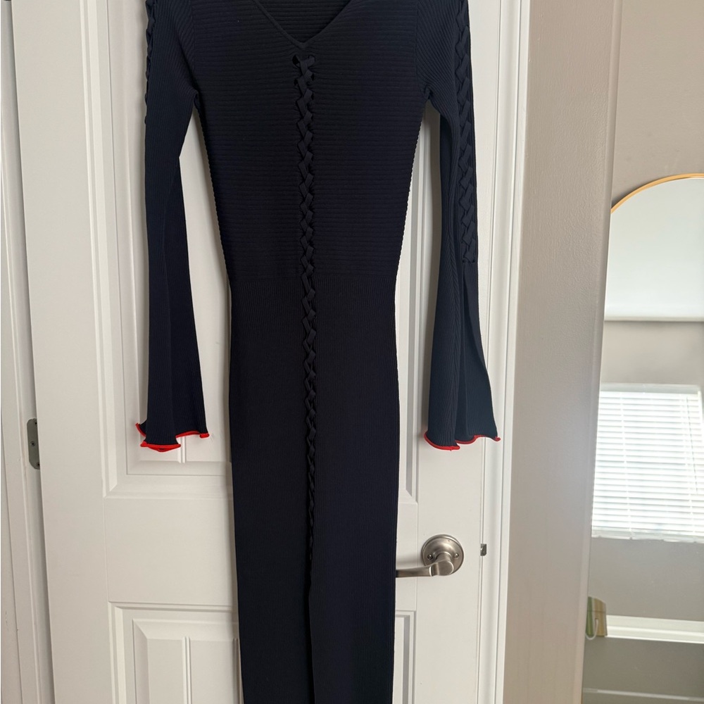 Opening Ceremony Navy Dress with Red Trim